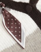 acajo Cardigan cu lână vâscoză și bumbac cu eșarfă decorativă la gât Rosalindda Bej
