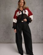 acajo Cardigan cu lână vâscoză și bumbac cu eșarfă decorativă la gât Rosalindda Roșu