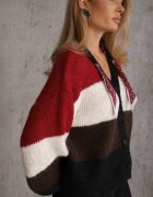 acajo Cardigan cu lână vâscoză și bumbac cu eșarfă decorativă la gât Rosalindda Roșu