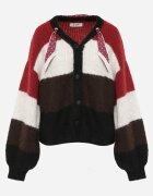 acajo Cardigan cu lână vâscoză și bumbac cu eșarfă decorativă la gât Rosalindda Roșu