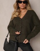acajo Cardigan deschis Verde închis din lână și cu manșete striate Ciarella
