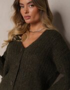 acajo Cardigan deschis Verde închis din lână și cu manșete striate Ciarella