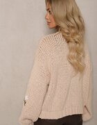 acajo Cardigan Maro cu Aplicații Florale cu Agrafa Elegantă Patista