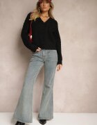 acajo Cardigan Negru Croi Oversize cu Nasturi și Imprimeuri Decorative Palabia