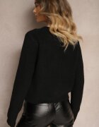 acajo Cardigan Negru cu adaos de lână cu nasturi cu flori 3D Zemisya