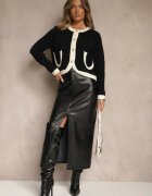 acajo Cardigan Negru Deschis Clasic Cu Lână Senneva
