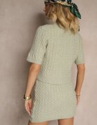 acajo Cardigan Verde deschis cu Lână și nasturi decorativi și relief Halanira