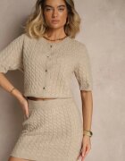 acajo Fustă Bej Tricotată cu lână High Waist Selzeki