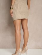 acajo Fustă Bej Tricotată cu lână High Waist Selzeki
