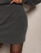 acajo Fustă Dreaptă Gri închis din Tricot cu Amestec de Lână cu Talie Elastică Parilae