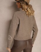 acajo Kardigan Bej închis cu lână cu nasturi cu model brodat Nelyra