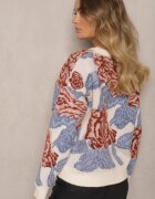 acajo Pulover Bej deschis Croi larg în Stil Rustic cu Fir Metalic și Model Abstract Savelie