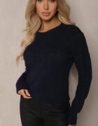 acajo Pulover Bleumarin în stil Clasic cu Model în Relief Deriel