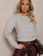 acajo Pulover gri deschis în stil clasic cu model în relief Deriel