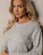 acajo Pulover gri deschis în stil clasic cu model în relief Deriel