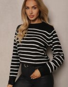 acajo Pulover Negru Casual Cu dungi Croi drept Riavelleth