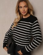acajo Pulover Negru Casual Cu dungi Croi drept Riavelleth