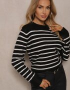 acajo Pulover Negru Casual Cu dungi Croi drept Riavelleth