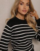 acajo Pulover Negru Casual Cu dungi Croi drept Riavelleth