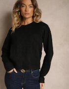 acajo Pulover Negru în Stil Clasic cu Model În relief Deriel