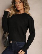acajo Pulover Negru în Stil Clasic cu Model În relief Deriel