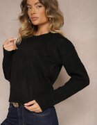 acajo Pulover Negru în Stil Clasic cu Model În relief Deriel