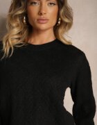 acajo Pulover Negru în Stil Clasic cu Model În relief Deriel
