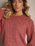 acajo Pulover Roz în Stil Clasic cu Model Embosat Deriel
