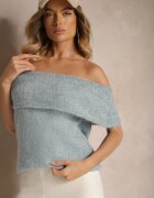 acajo Pulover Top Albastru cu decolteu spaniol răsfrânt cu Lână Inarose