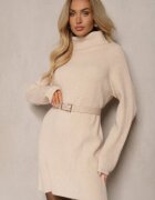 acajo Rochie Bej Tricotată Reiată Lialethe