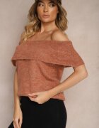 acajo Top Pulover Maro cu Decolteu Răsfrânt Spaniol cu Lână Inarose