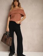 acajo Top Pulover Maro cu Decolteu Răsfrânt Spaniol cu Lână Inarose