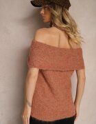 acajo Top Pulover Maro cu Decolteu Răsfrânt Spaniol cu Lână Inarose