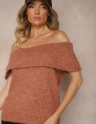 acajo Top Pulover Maro cu Decolteu Răsfrânt Spaniol cu Lână Inarose