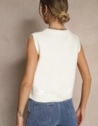 acajo Vestă Pulover Albă cu Lână cu Nasturi Eralina