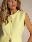 acajo Vestă pulover Galbenă cu lână cu nasturi Haliriela