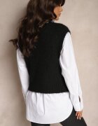 acajo Vestă tip pulover Neagră din Lână din Material Reiat Titheora