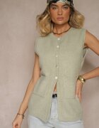 acajo Vestă tip pulover Verde deschis cu lână cu nasturi Haliriela