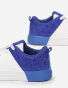  Adidași Alb-Albastru Cu șireturi pe o talpă plată mai groasă cu zirconii Hanuel