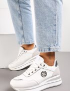  Adidași Alb-Argintiu cu Aplică Rotundă și Platformă Viliera