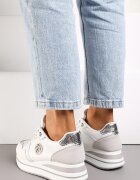  Adidași Alb-Argintiu cu Aplică Rotundă și Platformă Viliera