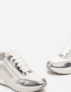  Adidași Alb-Argintiu din Piele Ecologică cu Detalii Strălucitoare și Fermoar Decorativ Raviles
