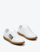  Adidași Alb-Auriu cu talpă plată cu șireturi și inserție decorativă Drukesti