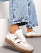  Adidași Alb-Auriu în Stil Iconici Teniși cu Talpă de Cauciuc Poseiama