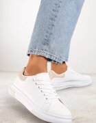  Adidași Alb-Bej Cu șireturi cu talpă plată cu inserție modernă Zanelih
