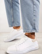  Adidași Alb-Bej Cu șireturi cu talpă plată cu inserție modernă Zanelih