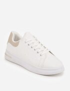  Adidași Alb-Bej Cu șireturi cu talpă plată cu inserție modernă Zanelih