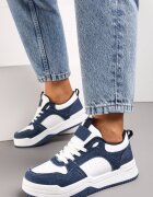  Adidași Alb-Bleumarin cu Talpă Groasă cu Partea Superioară Sub Glezne Alriel