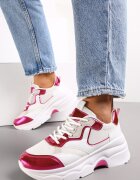  Adidași Alb-Fuchsia cu talpă groasă cu inserții perforate Lanya