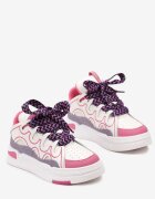  Adidași Alb-Fucsia pe Platformă cu Șireturi Groase Colorate Adrianu